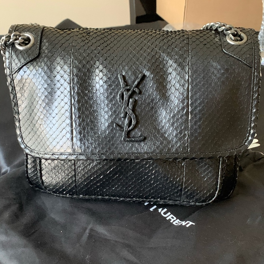Saint Laurent Niki Genuine Anaconda Shoulder Bag